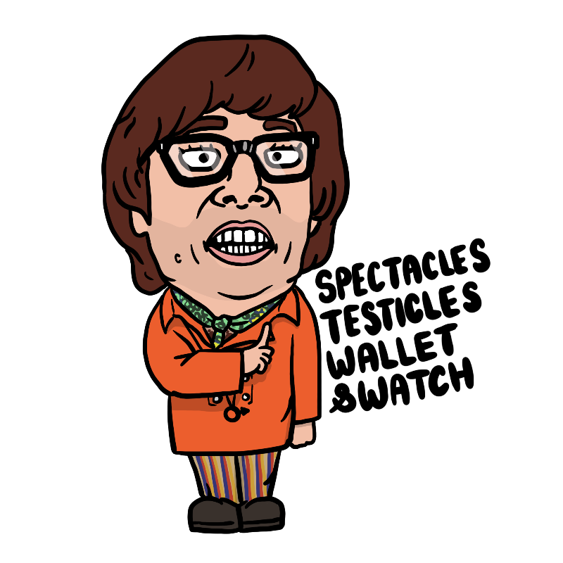 Spectacles, Testicles – Action Hero Stickers Store